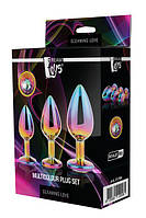 Набір металевий анальних пробок з кристалом Gleqming Love Multicolor Plug Set