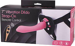 Вібро-страпон силіконовий ДУ з трусиками Dildo Strap-ON Pink Seven Creations