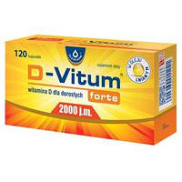 D-Vitum Forte 2000 МЕ Витамин D + Omega 3 Для Взрослых Для Здоровья Костей Зубов Мышц 120 кап Доставка из ЕС