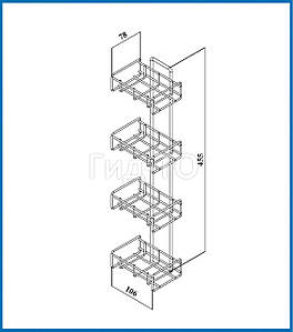Торговий дисплей під стіки 4 полиці