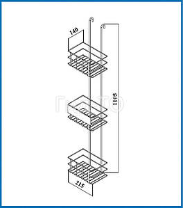 Торговий дисплей навісний під труби на три кошики