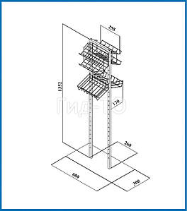 Торговая стойка при кассовая двухсторонняя на 3 яруса