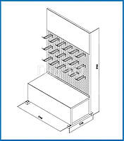 Торговый дисплей настольный с перфорированным листом и крючками