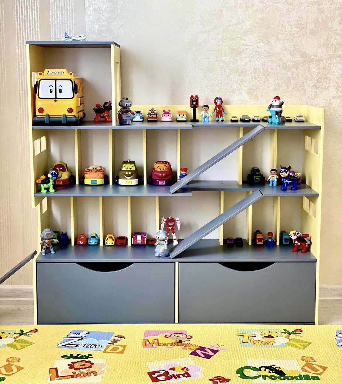 Детский игровой набор Паркинг Гараж MagicHouse для детских игрушечных машинок с ящиками - фото 2 - id-p1400910436