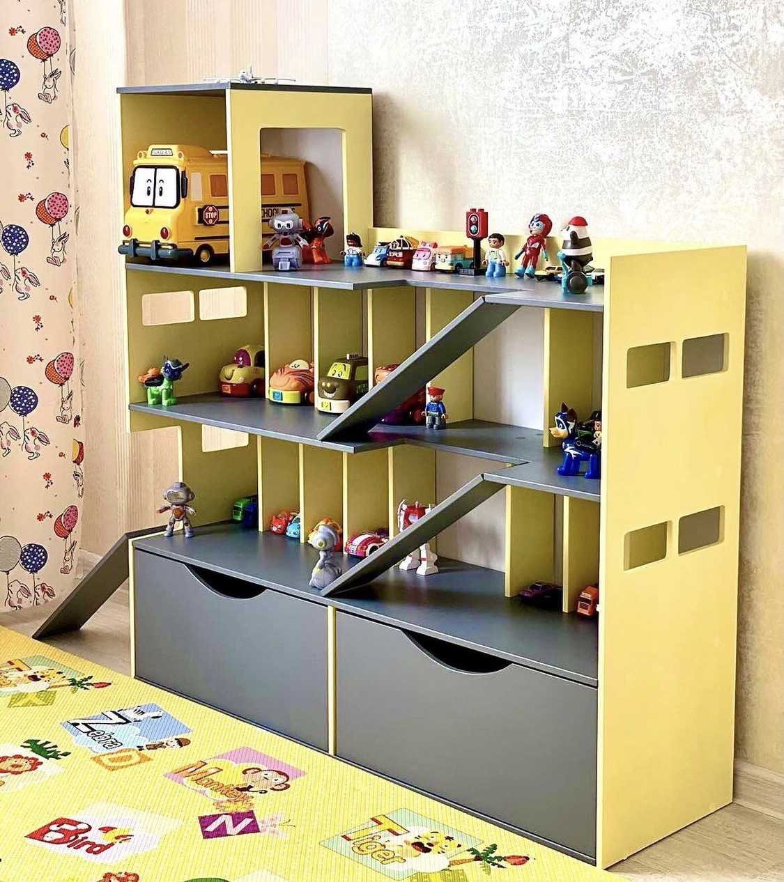 Детский игровой набор Паркинг Гараж MagicHouse для детских игрушечных машинок с ящиками - фото 7 - id-p1400910436