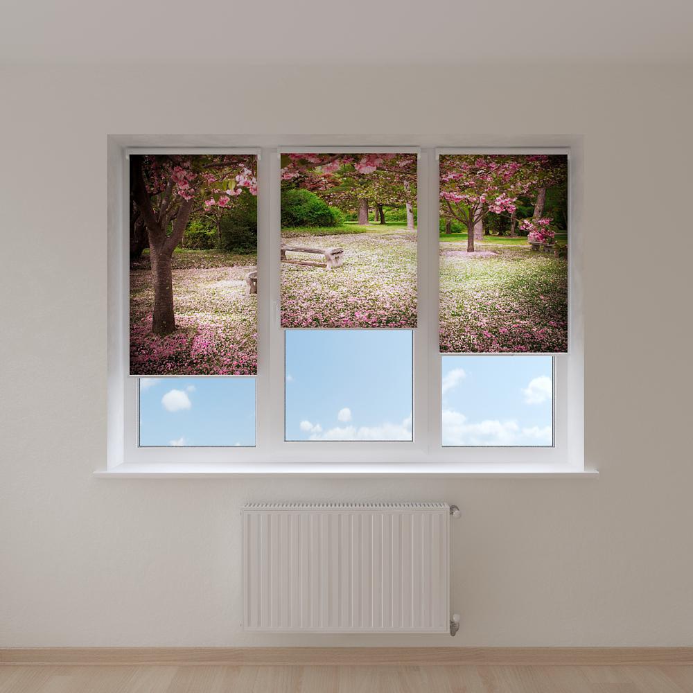 Рулонні штори з фотодруком квітучі дерева, фото 1