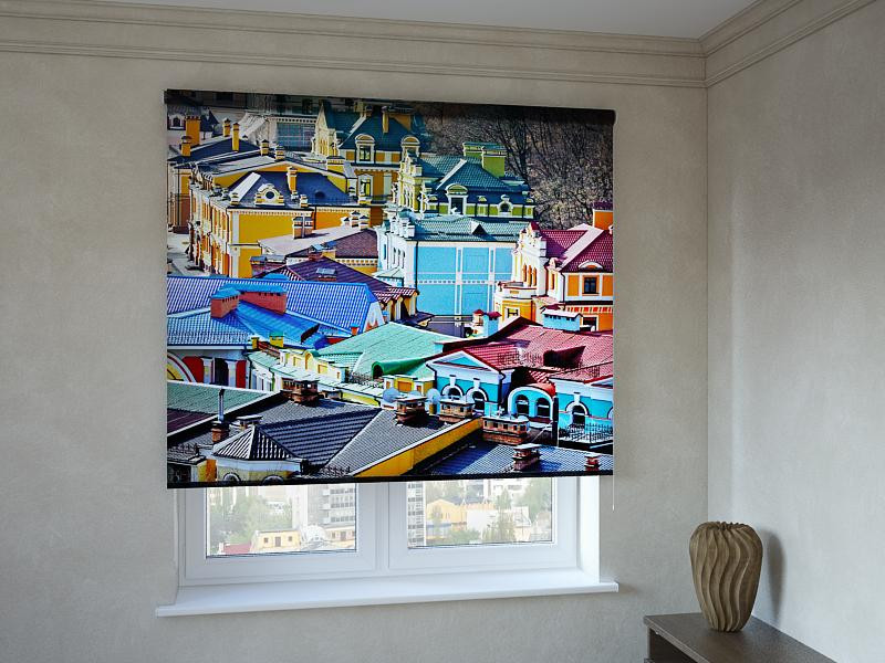 Рулонные шторы с фотопечатью крыши домов, фото 1