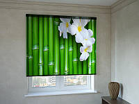 Рулонные шторы с фотопечатью бамбук и цветы 3д