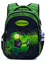 Рюкзак шкільний ортопедичний для хлопчика в 1-4 клас Зелений Футбол М'яч SkyName R1-019, фото 2