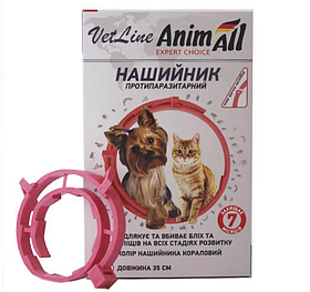 Нашийник противопаразитний для собак і котів AnimAll VetLine (Анималл ВетЛайн) кораловий 35см