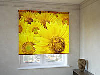 Рулонные шторы с фотопечатью желтые цветы 3Д