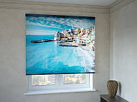 Рулонные шторы с фотопечатью город у моря 3d