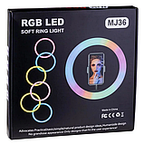 RGB MJ-36 + Пульт подарунок! 36 см Кільцева лампа різнобарвна | для блогера Tik Tok | 30 режимів, фото 3