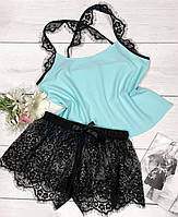 Комплект жіночий мереживні шорти та майка.