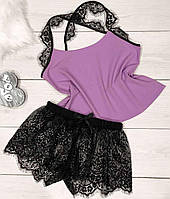 Лавандовий комплект для дому майка та шорти.