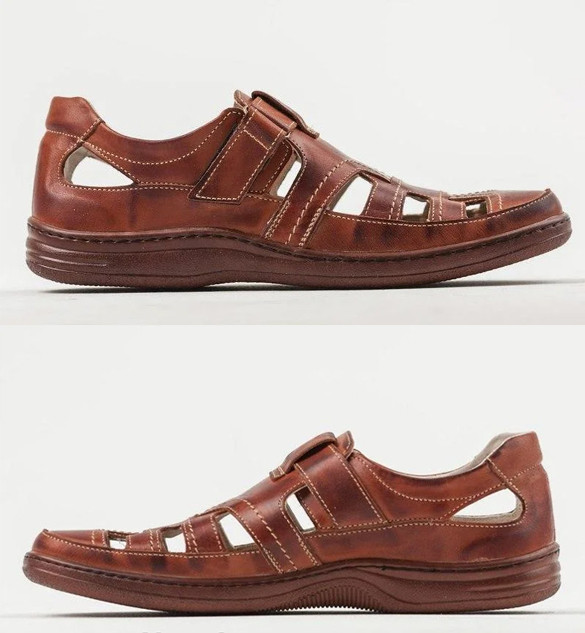 Чоловіче шкіряне літнє взуття комфорт шкіряна коричнева. Чоловічі повсякденні кросівки. Чоловіче взуття, фото 1