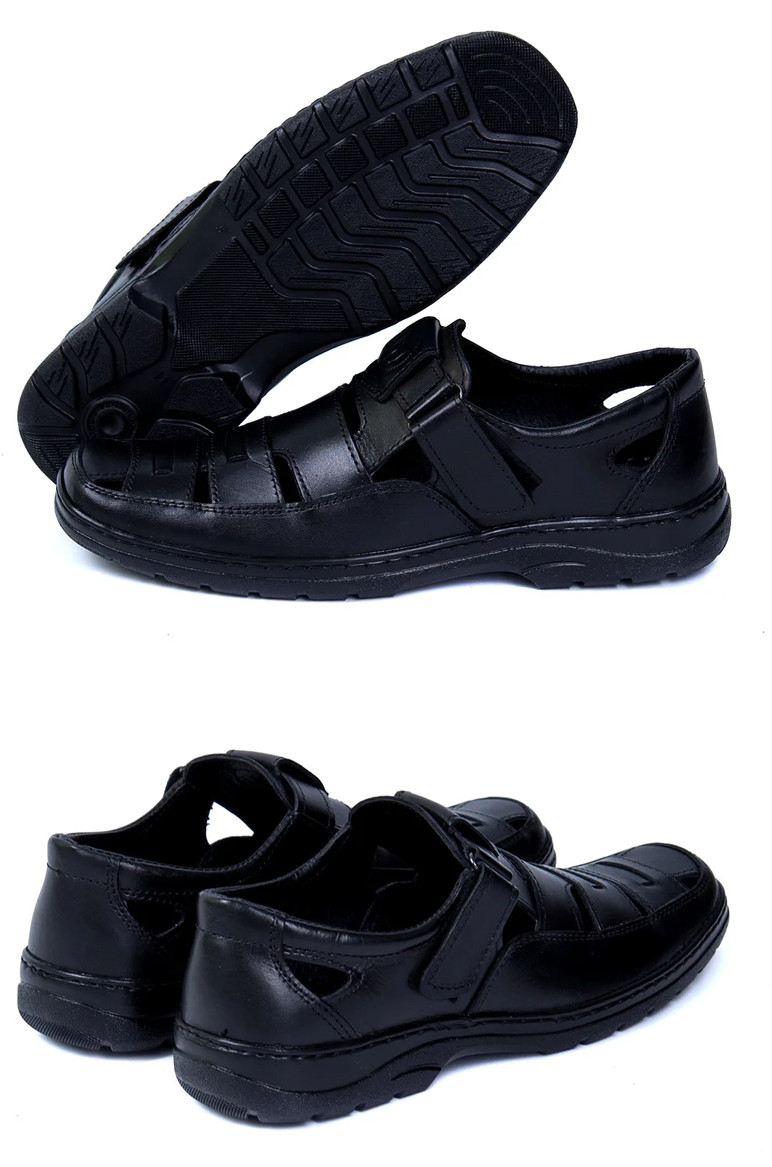 Чоловічі шкіряні туфлі літні Matador Black. Кросівки чоловічі на кожен день. Чоловіче взуття, фото 1