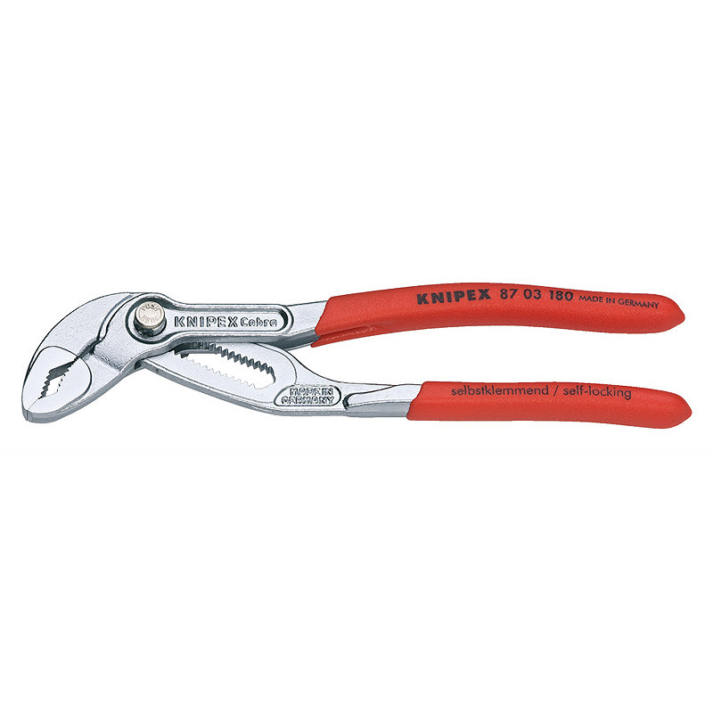 Високотехнологічні сантехнічні кліщі Cobra (хромовані) KNIPEX 87 03 180 (Німеччина)