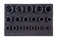 Набір ударних торцевих головок 1/2" шестигранні (10-36 мм) ложемент 19 од. King Tony 9-4429MPV (Тайвань)