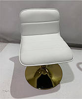 Стілець Real GD-Base білий шкірозамінник на золотій круглій нозі-опорі з регулюванням висоти сидіння, фото 3