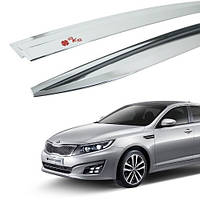 Дефлекторы окон хромированные (ветровики) Kia Optima K5 2010-2014 (Autoclover/Южная Корея)