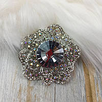 Брошка Колір срібло Металевий сплав Прозорі стрази 6 см x 6 см