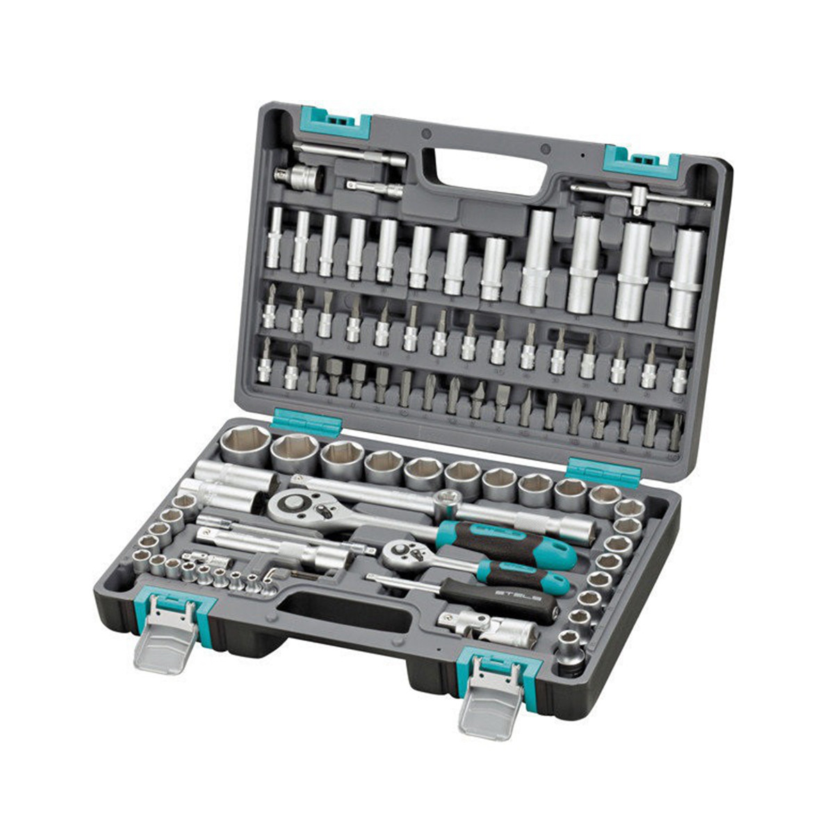 Набір інструменту STELS 1/2", 1/4", CrV, пластиковий кейс 94 предм. (14106)