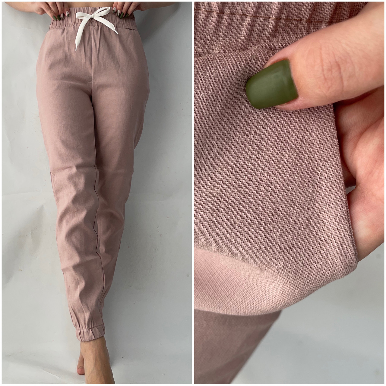 Жіночі літні штани, No 123 ЛЕН запорошена троянда