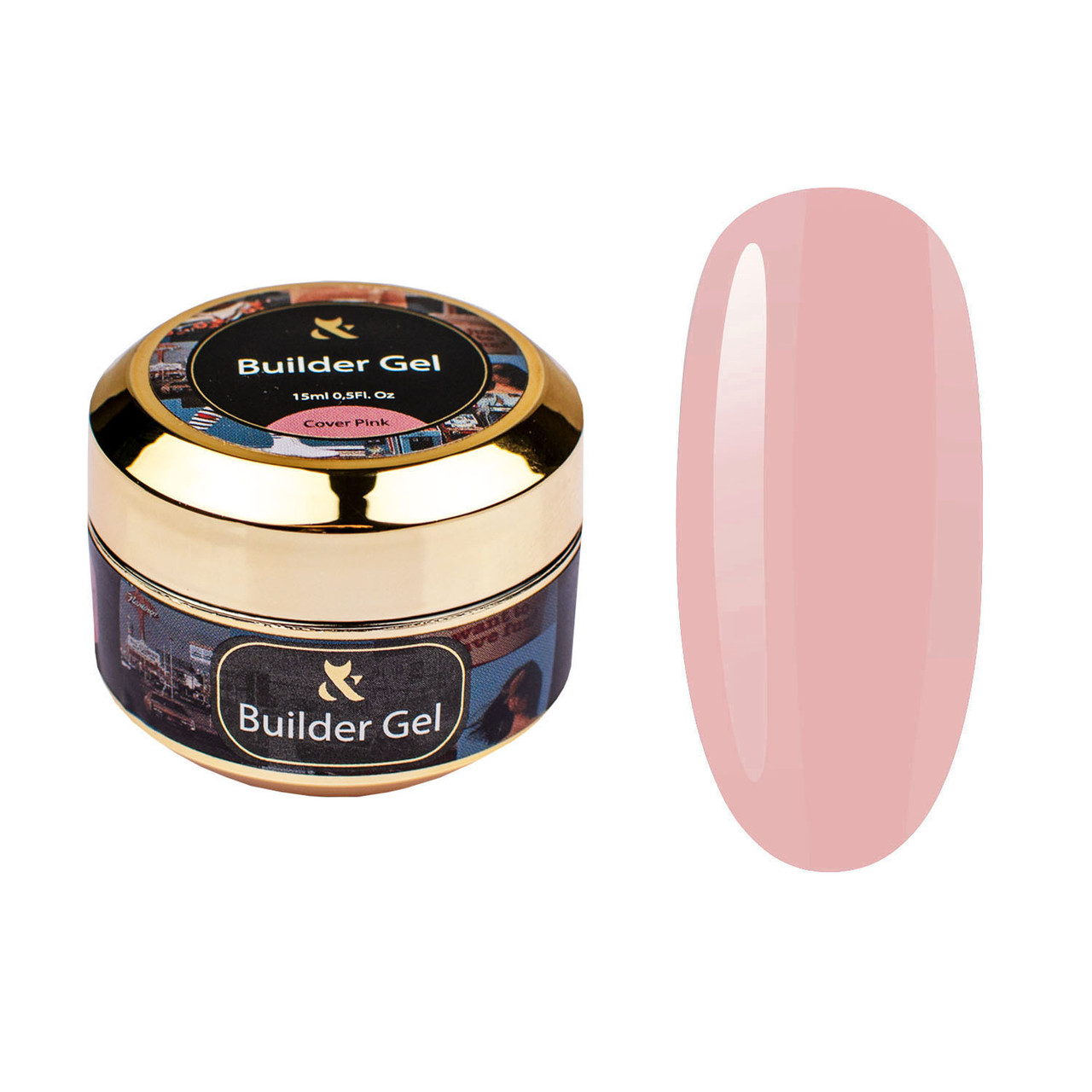 Моделювальний гель для нарощування — FOX Builder Gel Cover Pink (бежево-рожевий), 15 мл