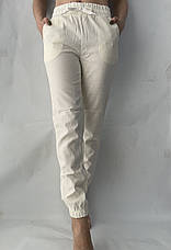 БАТАЛЬНІ жіночі літні штани, No 123 ЛЕН молочний, фото 3