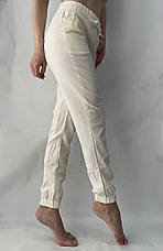 БАТАЛЬНІ жіночі літні штани, No 123 ЛЕН молочний, фото 2