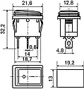 KCD1-2-101NW GR/B  220V  Перемикач 1 клав. вологозах. зелений з підсвічуванням, фото 3