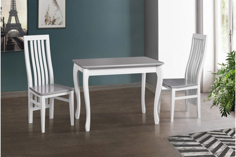 Стіл обідній дерев'яний нерозкладний для маленької кухні Смарт Мікс меблі, колір білий + сірий