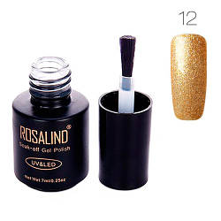 Гель-лак для нігтів манікюру 7мл Rosalind, шиммер, 12 золото