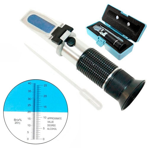 Рефрактометр для виноробства вина концентрації вимірювання алкоголю та цукру 0-25% vol і Brix RZ121, фото 1