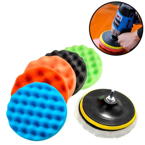 Набір насадок для полірування авто 6шт і шліфувальний диск 18см, на дриль, фото 1