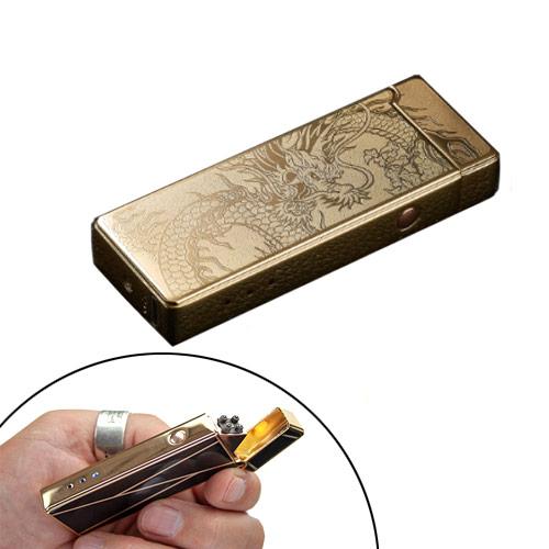 USB-запальничка електронна імпульсна 2 дуги Lighter золотий дракон