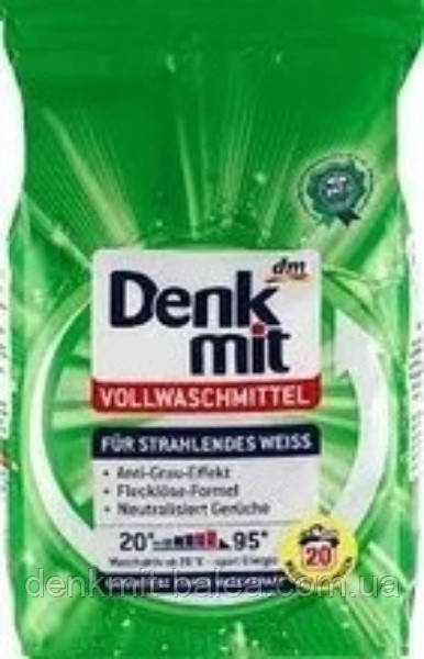 Безфосфатний пральний порошок для білої та кольорової білизни Denkmit Vollwaschmittel 20 прань