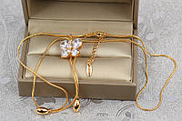 Цепь Xuping Jewelry с кулоном бабочка на бегунке 45 см добавка 5 см золотистая
