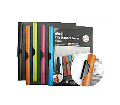 Папка із затискачем Deli 38964Е мікс A4, прозорий верх, вертикальна, фото 4