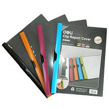 Папка із затискачем Deli 38964Е мікс A4, прозорий верх, вертикальна, фото 5