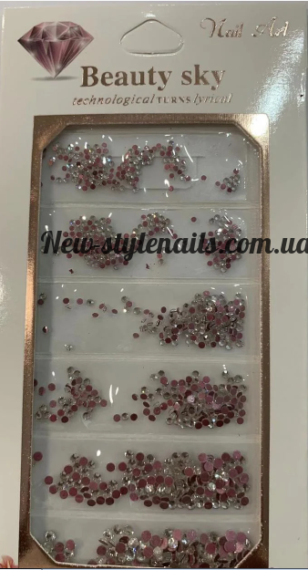 Новинка!Набір страз мікс рожевий з білим