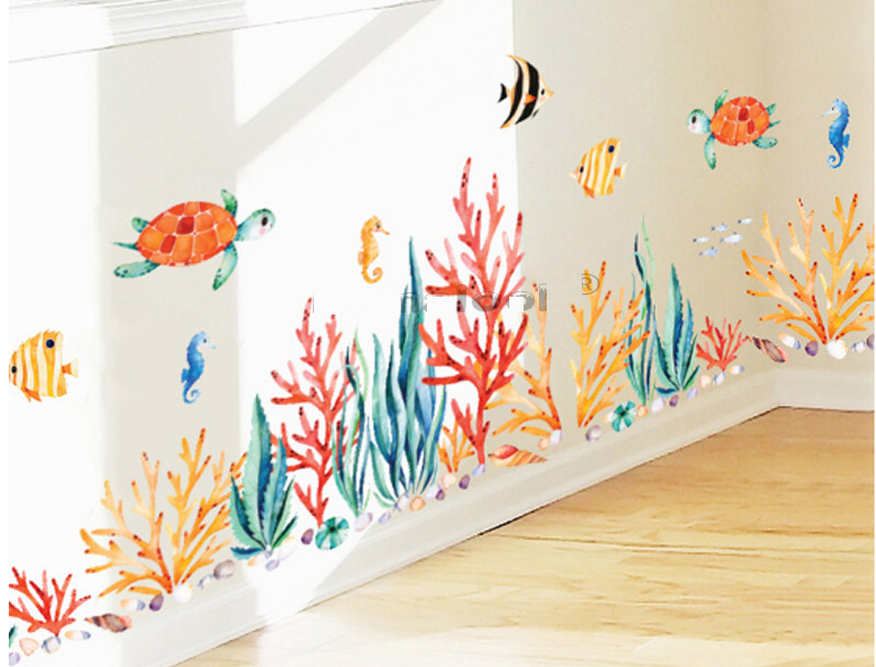 Наклейка в Ванную, на Стены, Шкаф, Окна, Зеркало "рыбки в Красном Море ...