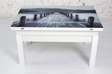 Стіл-трансформер Флай зі склом "Міст" Мікс меблі, колір білий, фото 1