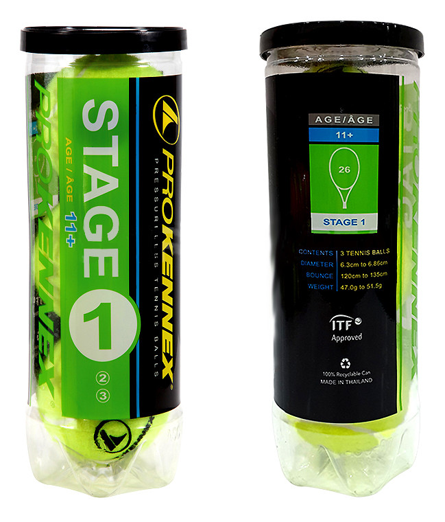 Мячи для большого тенниса Pro Kennex Starter Green Stage 1 ITF набор 3 шт желтый в тубусе (AYTB1902) - фото 1 - id-p1400920653