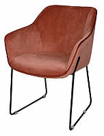 Кресло Levis пудровый велюр, металлические ножки полозья, стиль лофт, модерн