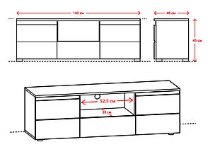 Тумба ТВ Mezo 140 Accord , колір білий / білий глянець, фото 2