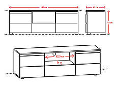 Тумба ТВ Mezo 140 Accord , колір вудкон / білий глянець, фото 3