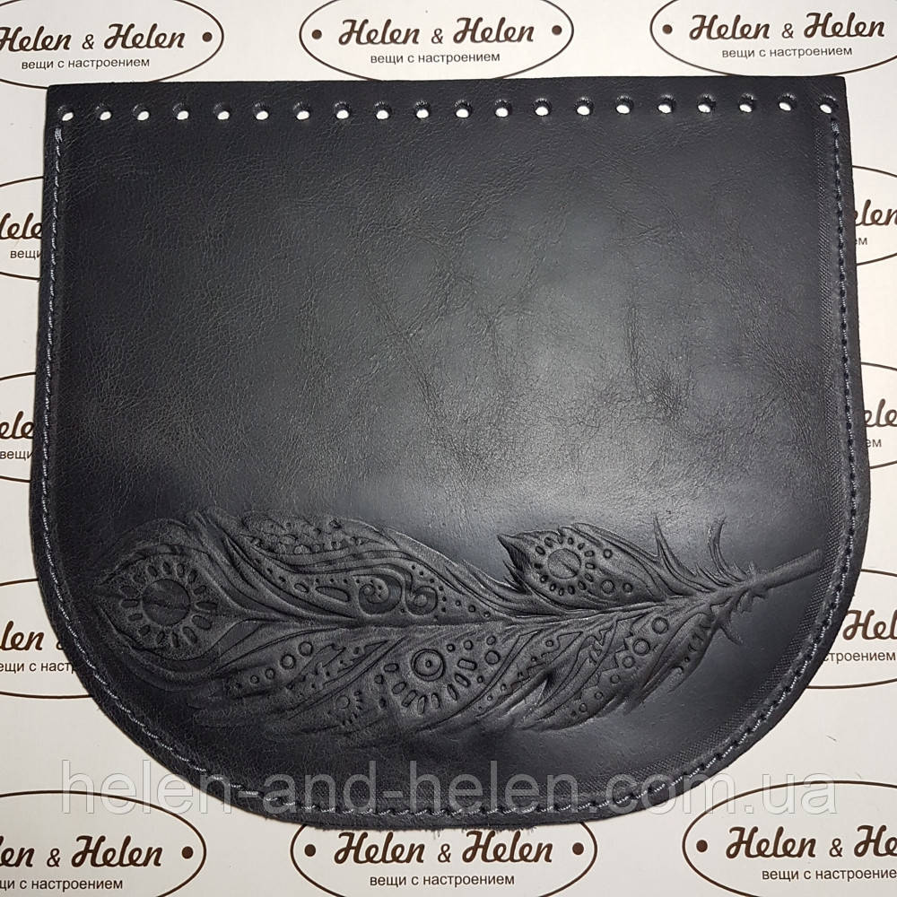 Клапан сумки. "Перо". Колір "Графіт", фото 1