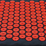 Масажний килимок Аплікатор Кузнєцова + валик масажер для спини/шиї/ніг/стоп/голови/тіла OSPORT Pro (apl-011) Чорно-червоний, фото 3